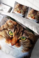 Çift Kişilik Nevresim Seti Sık Dokuma Pamuk Saten 3d Özel Tasarım Tabby Naturel (çarşafsızdır)