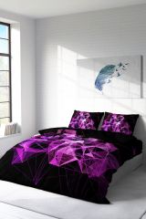 Çift Kişilik Nevresim Seti Sık Dokuma Pamuk Saten 3d Özel Tasarım Purple Diamonds (çarşafsızdır)