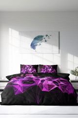 Çift Kişilik Nevresim Seti Sık Dokuma Pamuk Saten 3d Özel Tasarım Purple Diamonds (çarşafsızdır)