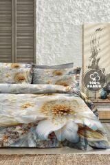 %100 Pamuk Ranforce Çeyizlik Luxury 5d Dijital Çift Kişilik Nevresim Takımı Orkide Örgüsü
