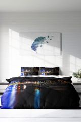 Çift Kişilik Nevresim Seti Sık Dokuma Pamuk Saten 3d Özel Tasarım Harbor Night Modern (çarşafsızdır)