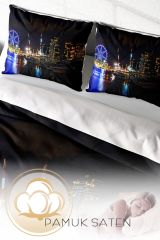 Çift Kişilik Nevresim Seti Sık Dokuma Pamuk Saten 3d Özel Tasarım Harbor Night Modern (çarşafsızdır)