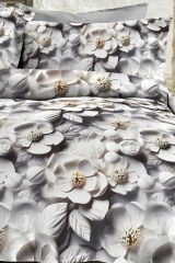 %100 Pamuk Ranforce Çeyizlik Luxury 5d Dijital Çift Kişilik Nevresim Takımı Gri