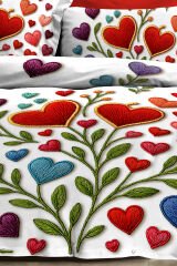 %100 PAMUK Ranforce Çeyizlik Luxury 5D Dijital Çift Kişilik Nevresim Takımı Embroidered heart