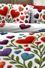 %100 PAMUK Ranforce Çeyizlik Luxury 5D Dijital Çift Kişilik Nevresim Takımı Embroidered heart