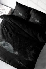 Lastikli Çarşaflı %100 Pamuk Saten Çift Kişilik Nevresim Takımı Dark Moon