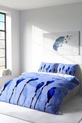 Lastikli Çarşaflı %100 Pamuk Saten Çift Kişilik Nevresim Takımı Blue Birds
