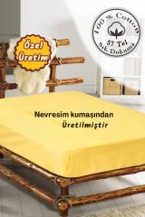 Lastikli Çarşaf Tek Kişilik %100 Pamuklu Ranforce Fitted Açık Sarı