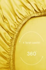 Lastikli Çarşaf Tek Kişilik %100 Pamuklu Ranforce Fitted Açık Sarı