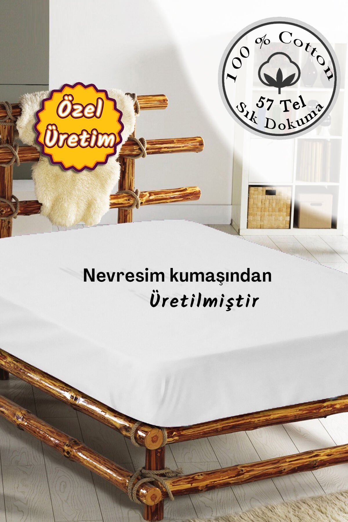 Lastikli Çarşaf Tek Kişilik %100 Pamuklu Ranforce Fitted Beyaz