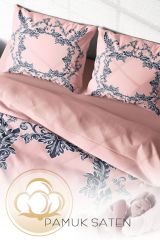 Çift Kişilik Nevresim Seti Sık Dokuma Pamuk Saten 3d Özel Tasarım Pink Baraque (çarşafsızdır)