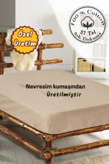 Lastikli Çarşaf Tek Kişilik %100 Pamuklu Ranforce Fitted Bej