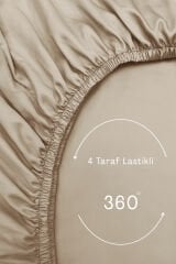 Lastikli Çarşaf Tek Kişilik %100 Pamuklu Ranforce Fitted Bej