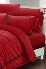 Çift Kişilik Nevresim Seti Sık Dokuma Pamuk Saten 3d Özel Tasarım Luxury Kırmızı(çarşafsızdır)
