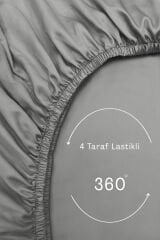 Lastikli Çarşaf Tek Kişilik %100 Pamuklu Ranforce Fitted Gri
