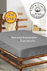Lastikli Çarşaf Tek Kişilik %100 Pamuklu Ranforce Fitted Gri