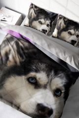 Çift Kişilik Nevresim Seti Sık Dokuma Pamuk Saten 3d Özel Tasarım Husky (çarşafsızdır)