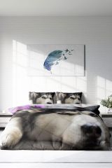 Çift Kişilik Nevresim Seti Sık Dokuma Pamuk Saten 3d Özel Tasarım Husky (çarşafsızdır)