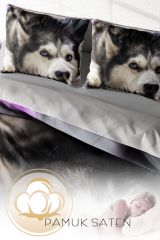 Çift Kişilik Nevresim Seti Sık Dokuma Pamuk Saten 3d Özel Tasarım Husky (çarşafsızdır)