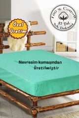 Lastikli Çarşaf Tek Kişilik %100 Pamuklu Ranforce Fitted Su Yeşili