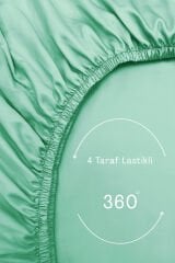 Lastikli Çarşaf Tek Kişilik %100 Pamuklu Ranforce Fitted Su Yeşili