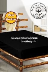 Lastikli Çarşaf Tek Kişilik %100 Pamuklu Ranforce Fitted Siyah