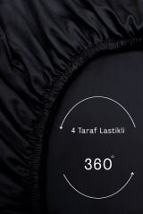 Lastikli Çarşaf Tek Kişilik %100 Pamuklu Ranforce Fitted Siyah