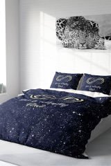 Lastikli Çarşaflı %100 Pamuk Saten Çift Kişilik Nevresim Takımı Love is Everything