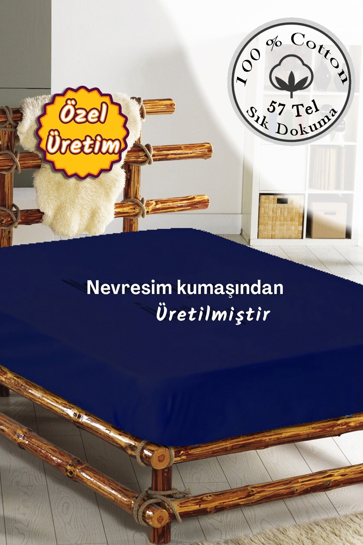 Lastikli Çarşaf Tek Kişilik %100 Pamuklu Ranforce Fitted Lacivert