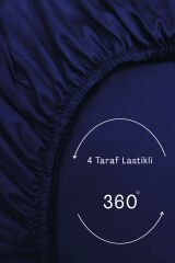 Lastikli Çarşaf Tek Kişilik %100 Pamuklu Ranforce Fitted Lacivert