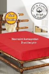Lastikli Çarşaf Tek Kişilik %100 Pamuklu Ranforce Fitted Kırmızı