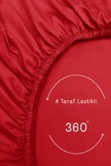 Lastikli Çarşaf Tek Kişilik %100 Pamuklu Ranforce Fitted Kırmızı