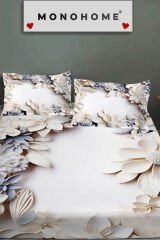 %100 Pamuk Lastikli Çarşaf Özel Tasarım 5D Dijital 60 Tel Orkide