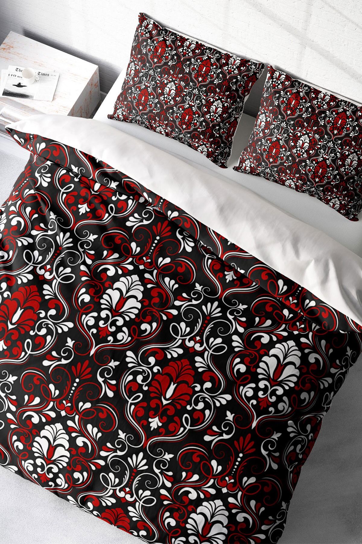 Çift Kişilik Nevresim Seti Sık Dokuma Pamuk Saten 3d Özel Tasarım Damask Klasik (çarşafsızdır)