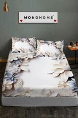 %100 Pamuk Lastikli Çarşaf Özel Tasarım 5D Dijital 60 Tel Orkide