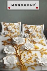 %100 Pamuk Lastikli Çarşaf Özel Tasarım 5D Dijital 60 Tel Dore