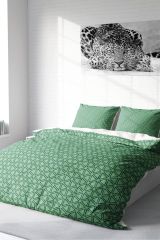 Çift Kişilik Nevresim Seti Sık Dokuma Pamuk Saten 3d Özel Tasarım Green Pattern (çarşafsızdır)