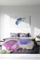 Lastikli Çarşaflı %100 Pamuk Saten Çift Kişilik Nevresim Takımı Brush Strokes