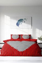 Lastikli Çarşaflı %100 Pamuk Saten Çift Kişilik Nevresim Takımı Woven Heart