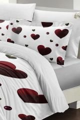 Çift Kişilik Nevresim Seti Sık Dokuma Pamuk Saten 3d Özel Tasarım White Love (çarşafsızdır)