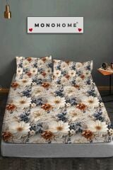 %100 Pamuk Lastikli Çarşaf Özel Tasarım 5d Dijital 60 Tel Brown