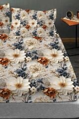 %100 Pamuk Lastikli Çarşaf Özel Tasarım 5d Dijital 60 Tel Brown