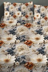 %100 Pamuk Lastikli Çarşaf Özel Tasarım 5d Dijital 60 Tel Brown