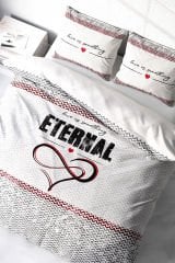 Lastikli Çarşaflı %100 Pamuk Saten Çift Kişilik Nevresim Takımı Eternal