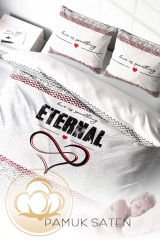 Lastikli Çarşaflı %100 Pamuk Saten Çift Kişilik Nevresim Takımı Eternal