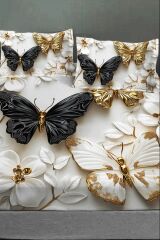 %100 Pamuk Lastikli Çarşaf Özel Tasarım 5d Dijital 60 Tel Kelebek