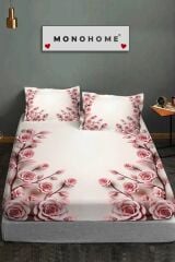 %100 Pamuk Lastikli Çarşaf Özel Tasarım 5d Dijital 60 Tel Pudra