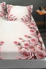 %100 Pamuk Lastikli Çarşaf Özel Tasarım 5d Dijital 60 Tel Pudra