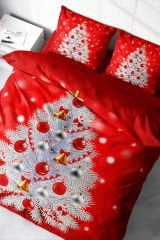 Lastikli Çarşaflı %100 Pamuk Saten Çift Kişilik Nevresim Takımı NY Pine