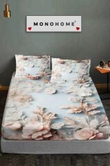 %100 Pamuk Lastikli Çarşaf Özel Tasarım 5d Dijital 60 Tel Flowers of Dream